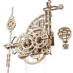 UGEARS Aero Clock 3D Puzzle Wooden Model Kits for Adults to Build - Vintage DIY Wall Clock with Pendulum Wooden Puzzle - Self-Assembly Mechanical Clock Christmas Birthday Gifts