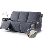 TAOCOCO 100% Waterproof Recliner Sofa Cover Couch Covers Non-Slip Split Sofa Slipcover, Washable Reclining Sofa Cover Furniture Protector with Elastic Straps for Kids, Dogs, Pets(3 Seater, Dark Grey)