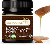 Certified MGO 400+ RAW Manuka Honey | Premium Grade 13+ | 100% Natural Pure Organic New Zealand Honey | Unprocessed & Unpasteurized | Packed in New Zealand by BEE POSITIVE | 250g (250G)
