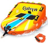 Qalvyn 1-2 Person Inflatable Towable Tubes for Boating – Heavy-Duty Nylon Cover, EVA Foam Pads, Dual Tow Points for Easy Pulling, Patented Speed Valve for Quick Setup