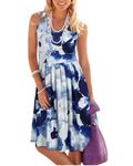 KILIG Women Summer Casual Floral Pleated Midi Sleeveless Knee Length Tank Beach Sun Dresses(Floral 12,Medium)