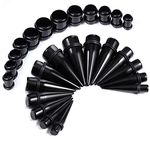 BodyJ4You 24PC Ear Stretching Kit - 00G-20mm Big Gauges - Solid Acrylic Heavy Tapers No Flare Plugs O-Rings - Stretchers Weights Expanders Eyelets, Acrylic, no gemstone