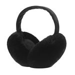 Ear Muffs Winter Women Girls Ear Warmer Fluffy Fleece Fabric Ear Cover Thermal Earmuffs (Black)