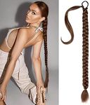 36 Inch Braided Ponytail Extension Braid Ponytail Extension with Hair Tie Long Braided Ponytail Straight Wrap Around Hair Extensions Ponytail for Women Daily Wear (30#)