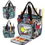 JOZEA Knitting Bag, Large Yarn Storage Organiser for Knitting Projects, Crochet Hooks & Needles, Portable Craft Tote for Knitters & Crocheters (Green)