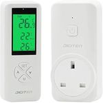 SENSTREE Wireless Temperature Controlled Outlet, Digital Plug in Thermostat Outlet with Remote Control Built in Temp Sensor Heating & Cooling for A/C, Fans, Heaters (Remote Control Detect Temperature)