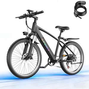 Electric Bike for Adults, 1500W Peak E-Bike, Up to 105 KM 40KM/H, 7-Speed Electric Mountain Bike, 48V 12Ah Removable Battery, 26" Tires Electric Bicycle for Commute, Front Fork Suspension, Headlight