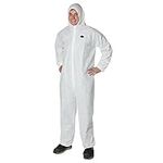 Pioneer V7014550-L Breathable SMS Disposable Coverall, Dry Particulates and Fluid Protection, White, L