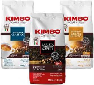 Set Degustación Kimbo granos de café: Classico, Espresso Napoli y Crema Intensa 1 kg x 3