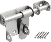 Sayayo Sliding Bolt Gate Latch Heavy Duty Stainless Steel Door Lock, 4 Inch Thickened Door Lock Latch with Padlock Hole for Wooden Gates Garden Shed Locks, Brushed, CMS320U