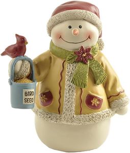 Christmas Snowman Feeding Birds Figurines - Snowman Decorations Indoor & Outdoor, Resin Statue for Xmas Decor, Gifts for Women