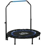 HOMCOM 40" Foldable Mini Trampoline Fitness Trampoline Rebounder for Adults w/Adjustable Foam Handle, for Indoors, Outdoors, Cardio Training, Blue