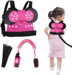 Lehoo Castle Toddlers Leash for Walking + Key Lock Design Anti Lost Wrist Link, 3 in 1 Baby Leash Kids Wrist Link for Toddlers, Safety Harness Belt Strap Wristband (Pink Minnie Toddler Leash)