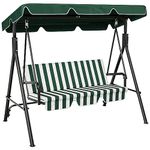 YITAHOME Canopy Swing Chair, 3 Seater Garden Swing Seat Chair, Outdoor Swinging Chair Bench with Adjustable Canopy & Removable Cushion for Patio Poolside Porch, 200KG Loadable,170 x 110 x 153cm, Green