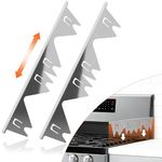 Stainless Steel Stove Gap Covers (2PCS), Stove Gap Filler, Range Trim Kit, Counter Guard for Kitchen Stovetop, Heat Resistant & Easy Clean, Adjustable Length 13.8'' to 27.5'' Silver