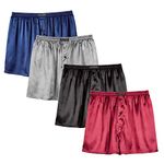 TONY AND CANDICE Men's Satin Boxer Briefs Pack, Silk Feeling Sleep Shorts Underwear with Fly for Men, Multi1-4 Pack, Large