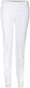 SLIM-SATION Womens Golf Apparel - Women's Regular Pull-On Straight-Leg Pant with Pockets (White,8)