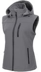 CREATMO US Womens Vests Outerwear Vest With Hood Women Fleece Running Light Summer Casual Lightweight Outdoor Work Fishing Photo Travel Utility Pockets Grey XL