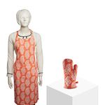 Amazon Brand - Solimo Cotton Paisley Kitchen Apron and Oven Glove Set (Orange)