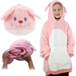 Plushible Mochi The Bunny Kids Snugible 2-in-1 Wearable Blanket Hoodie, Transforming Pillow - Comfy Oversized Hoodie with Front Pocket - Blanket Hoodie for Kids