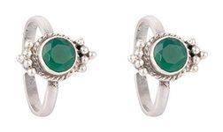 HANDICRAFT FASHION POINT 92.5 Sterling Silver Classic Emerald Toe Ring For Girls And Women