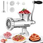 Huanyu Meat Grinder Manual Stainless Steel Hand Meat Grinder and Sausage Maker Manual Meat Mincer Dishwasher-Safe Meat Mincer Grinder Size 12