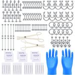 PunkTracker 140Pcs Professional Ear Piercing Kit 14G 16G Stainless Steel Nose Piercing Kit Piercing Needles Nose Daith Eyebrow Lip Cartilage Tragus Helix Ear Piercing Belly Piercing Set