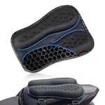 SKYJDM Foldable Passenger Motorcycle Gel Rear Seat Cushion, 3D Honeycomb Structure Shock Absorption & Breathable Motorcycle Gel Seat Rear Pad for Long Rides (S), Black