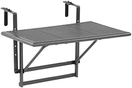 greemotion – Mesa de pared, colgante, suspendida, para balcón, terraza y patio, Mesa rectangular, desayuno, comedor, Mueble mobiliario auxiliar de exterior, Pequeño, Gris