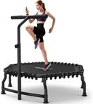 ANCHEER 50" Foldable Fitness Trampoline for Adults & Kids, 550 lbs Capacity Bungee Rebounder with Adjustable Handle, Quiet Cardio Workout Equipment for Home Gym, Low Impact Training Indoor/Outdoor Use