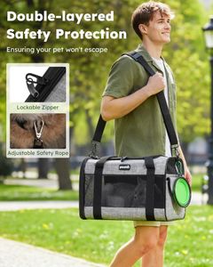 Pecute Pet Carrier Bag, Portable Cat & Dog Travel Handbag – Grey, M, Under 5kg