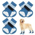 Kuoser Dog Socks, Non Slip Dog Socks for Large Dogs, Soft Dog Grip Socks for Hardwood Floors, Anti Licking Dog Paw Protector for Hot/Cold Pavement, Dog Traction Socks for Indoor Outdoor, Blue L