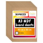 Creative Deco 30 x A3 MDF Board Sheet | 420 x 300 x 3mm Wood | Wooden Blank for Drawing, Home Decor, Art and Craft, Painting, DIY Projects, Laser Cutter, CNC Cutting, Scroll Saw, Stenciling Pyrography