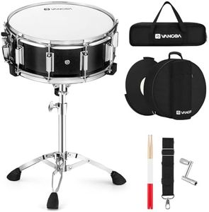 Vangoa Snare Drum Set 14 x 5.5 Inches Marching School Band Student Snare Drum Kit Beginner Practice with Stand, Gig Bag, 5A Drumsticks, Tuning Key, Coated Drum Head, Strap, Mute Pad, Black