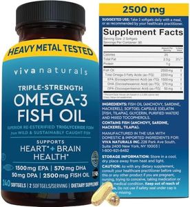 Triple Strength Omega 3 Fish Oil Supplement for Men and Women – 2500 mg High-Potency, Easy-to-Absorb Re-esterified Triglyceride Form, Pescatarian-Friendly DPA EPA DHA Omega 3 Supplement, 180 Softgels