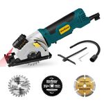Enventor Mini Circular Saw, 4.8A Electric Circular Saws Corded with Laser Guide, 4000RPM, 3 Saw Blades 85MM(3-3/8") Compact, Power for Wood, Soft Metal, Plastic, Blue