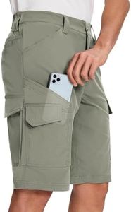 Moosehill Mens-Cargo-Hiking-Shorts Lightweight Water Resistant Quick Dry Relaxed Fit Big & Tall Stretch Waist with 8 Pockets(Sage Green, 42)