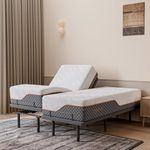 ESHINE 14" Hybrid Mattress Twin XL + Adjustable Bed Frame - Luxury Gel Memory Foam, Upholstered Bed Frames with Massage, USB, Under Bed Night Light, Head and Foot Incline, Split King