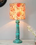 Homesake Wood Traditional Country Cottage LED Table Lamp Antique Algae Athens Desk Lamp For Bedroom Living Room (Birds And Trees),Multicolor