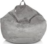 Delmach Bean Bag Chair Cover (No Filler) | Fur Resistant Microsuede | Adult Size | Stuffed Animal Storage for Kids Or Adults | Double Stitched | Durable Zipper | Soft Premium (Grey, Large)