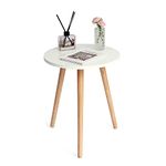 AWASEN Side Table Round, Small Side Table Nightstand Accent End Table for Living Room Bedroom Office Small Spaces, 16''D x 19.5''H (White, Wood)