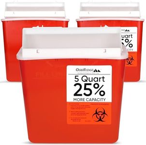 Oakridge 5 Quart Sharps Container (3 Pack) Mailbox Style lid | Bracket Compatible