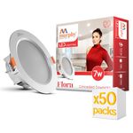 Murphy Flora 7W LED Down Light, Nautral White Light, Round, Pack of 50, Recessed Ceiling LED Light, Suited for 3 inch Junction Box (2 Years Warranty)