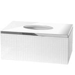 Creative Scents Estella Rectangular Tissue Box Cover - Decorative Kitchen and Bath Tissues Holder - Tissue Refill Dispenser - Napkin Box Cover for Elegant Bathroom Décor (White)