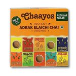 Chaayos Instant Tea Premix - Regular Sugar - Adrak Elaichi Chai (15 Sachets*22 grams =330 grams | Premix Ready Mix Tea | Assam Tea | Desi Chai | Flavoured Tea | Tea Mix