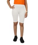 KYDA® Girls's Stretchable Anti Bacterial Cycling Shorts, Yoga & Workout Gym Shorts (White 13-14 Yr)