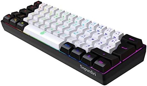 Snpurdiri Clavier Gaming 60% AZERTY Noir et Blanc Filaire RGB Rétro-éclairé, Mini Clavier Gaming Ultra-Compact à 61 Touches pour Gamer, PC/Mac, Dactylographe, Voyage