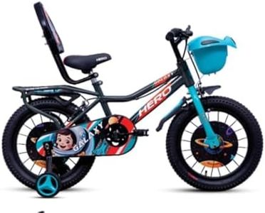 Hero Galaxy Kids Bicycle with Training Wheels | Backrest & Basket | Single Speed Kids Cycle for Boys & Girls (3–6 Years) | Steel Frame | Adjustable Seat | Cartoon Printed Chain Guard (16T)