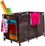 Essentially Yours Pool Noodles Holder, Toys, Floats, Balls and Floats Equipment Mesh Rolling Storage Organizer Bin, XXL, Brown Style 455119