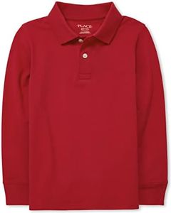 The Children's Place Boys Long Sleeve Pique Polo, Classic Red 1-Pack, Large